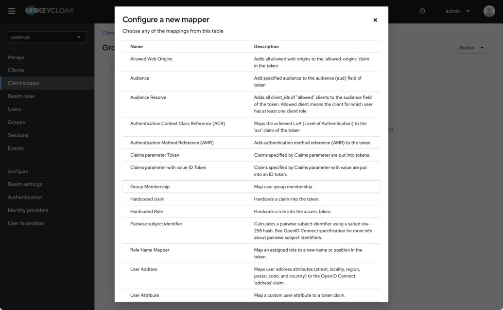 Client scope configuration