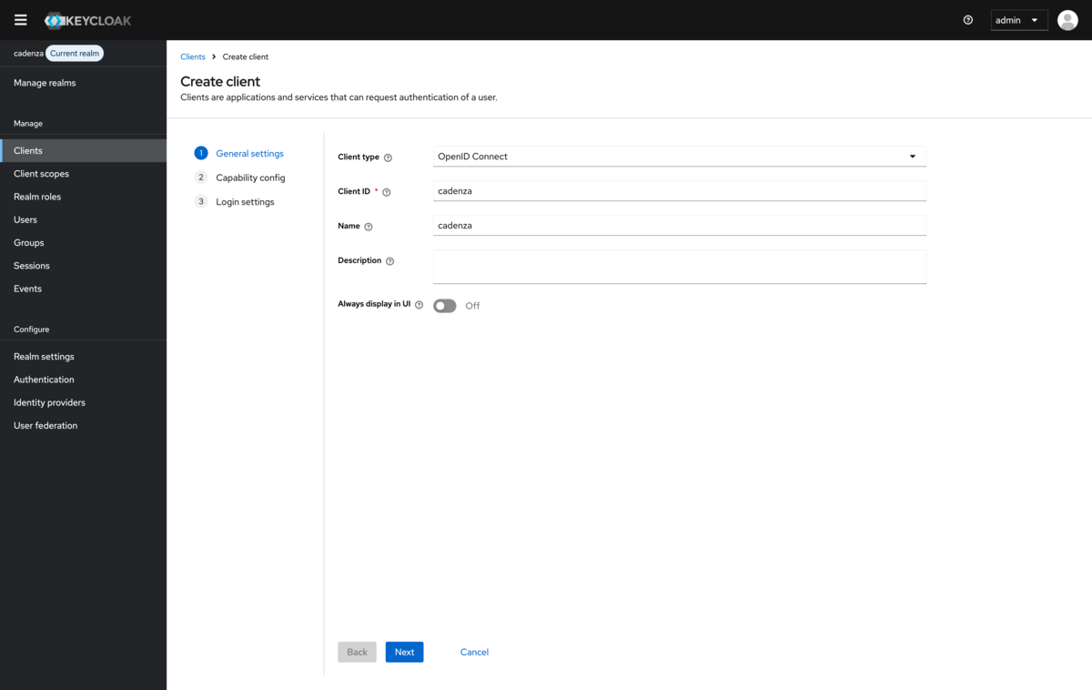 Keycload add client