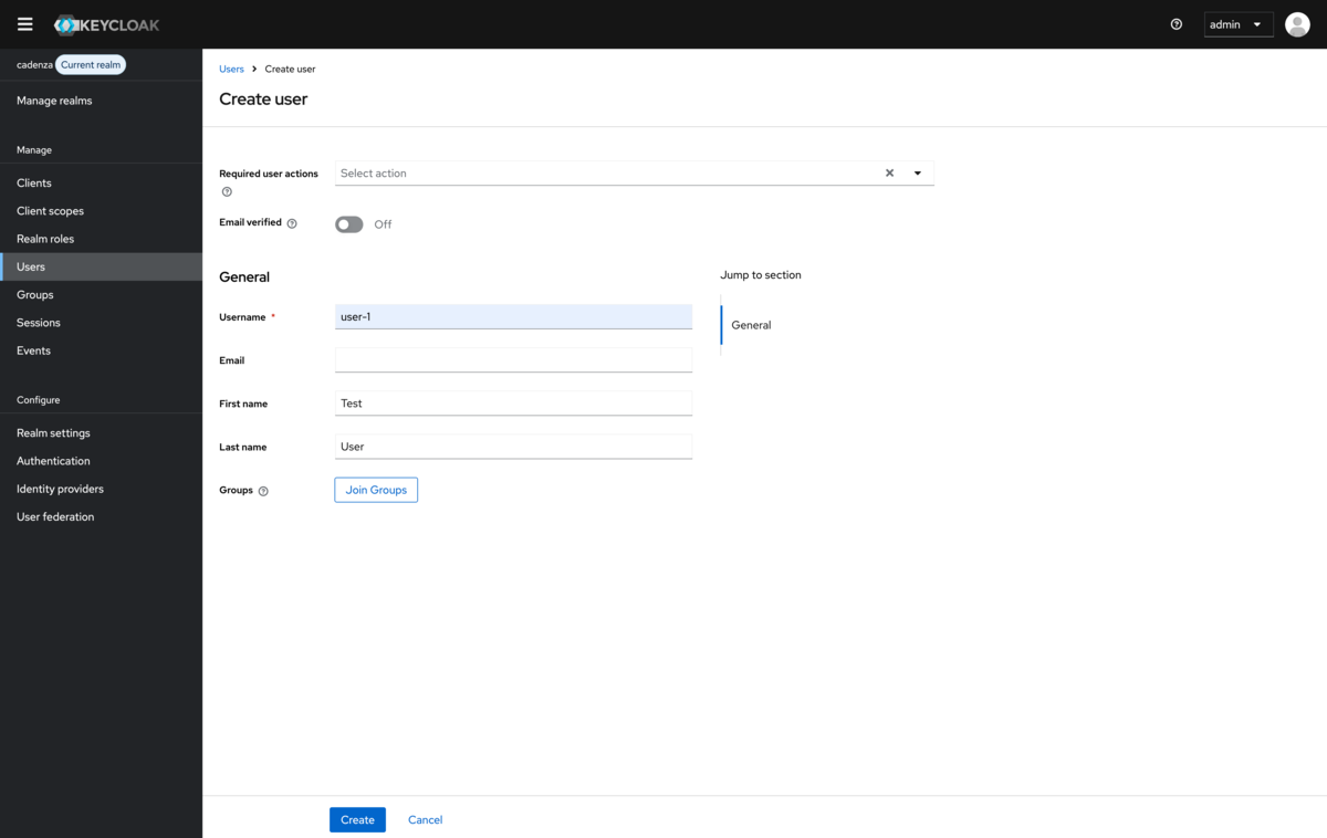 Keycloak create user