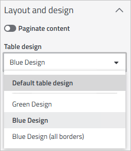 Table Design Selection